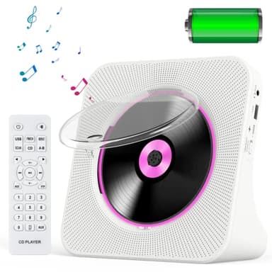 KOVCDVI Lecteur CD Portable avec Bluetooth 5.0 et Batterie Rechargeable 4000mAh Lecteurs CD avec Haut-parleurs Couvercle Anti-poussière télécommande Radio FM Minuteur Port Casque USB AUX