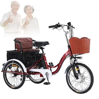Tricycle Adulte 20 Pouces – 8 Vitesses – Panier, Garde-boue, Guidon Réglable – Capacité 110 Kg – Noir