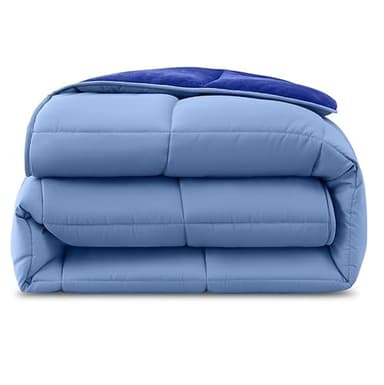 wometo Couette en peluche pour toutes les saisons - Design réversible - Environ 155 x 220 cm - Bleu foncé et bleu - Couette d'hiver chaude douillette et douce - Utilisable sans housse - Certifié
