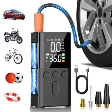 WYRIAZA Compresseur à Air Portatif 10000mAh Gonfleur Pneus Voiture 150PSI Compresseur Voiture Gonfleur Pneus Voiture sans Fil Mini Compresseur à Air Gonfleur Velo Electrique Pneu Portable Noir