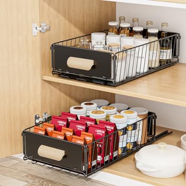 Diealles Shine Tiroir Coulissant Cuisine, 24x40x10CM Organiseurs de Placards, pas Besoin de Percer Panier Coulissant Cuisine pour Rangement Dressing