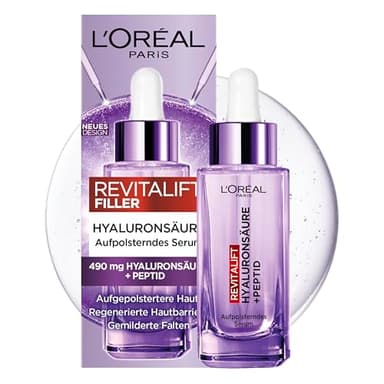 L'Oréal Paris Sérum repulpant Revitalift Filler pour réduire les rides, pour une peau jeune et repulpée avec 1,5% d'acide hyaluronique, sérum visage Revitalift Filler 1 x 30 ml