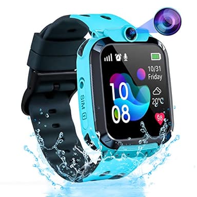 Puhiuyoi Montre Connectée Enfant GPS/WiFi/Appel Garçon Fille, Montre GPS Enfant avec Téléphone Chat Familial, SOS, Mode Classe Etanche Jeux Réveil, IP68, Montres Intelligente Enfants Cadeau