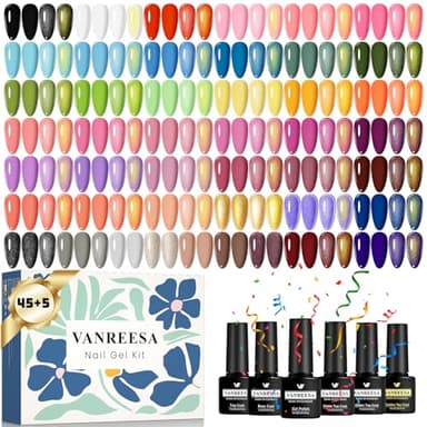 VANREESA Vernis Semi Permanent, 45 Couleurs 7ml Kit Vernis Semi Permanent Complet Noir Blanc Rouge Rose Violet Bleu Vert Vernis Gel UV Semi Permanent pour Bricolage à Domicile Cadeau pour Femme