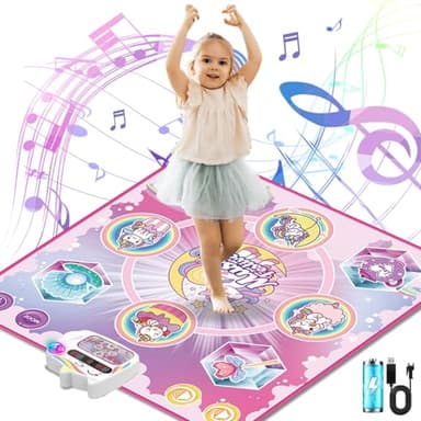 TOPBLASTERBOX Tapis de Danse pour Enfants, Jouet pour Filles de 3 4 5 6 7 8 9 10 Ans, Musical Électronique avec Bluetooth, Batterie Rechargeable et 6 Modes de Jeu, Cadeau d'anniversaire ou de Noël