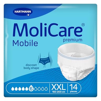 MoliCare Premium Mobile Lot de 14 culottes d'incontinence en 6 gouttes Taille XXL pour femmes et hommes avec incontinence moyenne, protection supplémentaire contre les fuites, protection avancée de la