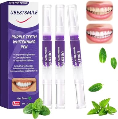 3 Pièce stylos de Blanchiment Dents,Gel Blanchiment Dentaire Violet,Nettoyer la Saleté Dentaire,Gel Blanchissant Violet pour Dents,Élimine les Taches Profondes,Dents Plus Blanches Rapidement