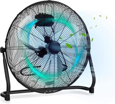 GOPLUS Ventilateur de sol 50CM, 160W&3 Vitesses Réglable, Inclinaison Réglable 145°, Ventilateur Silencieux Industriel avec Poignée Portable pour Maison, Entrepôt, Atelier