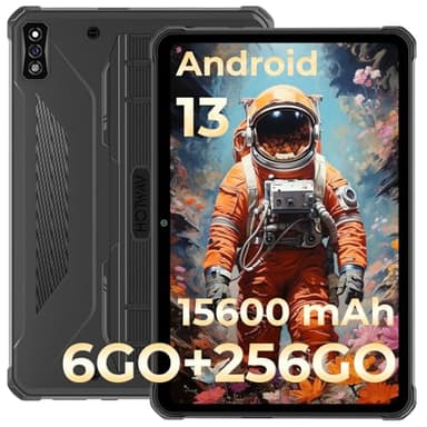 HOTWAV R7 Tablette Incassable, 10,1" HD+ Tablette Tactile, 15600mAh Batterie, 12Go+256Go/2To TF Tablette Durcie Android 13, 16 MP Caméra, Octa Core, Dual SIM 4G, IP68&IP69K, OTG, WIFI5, Face ID, GPS