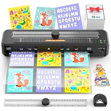 Plastifieuse A3 Professionnelle, Mode Chaud & Froid, avec Coupe-papier et Arrondisseur d'Angle Intégrés, Compatible avec Feuilles A3/A4/A5/A6/A7, Idéale pour Maison, École et Bureau
