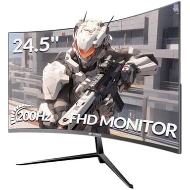 CRUA Gaming incurvé Écran PC 24.5 Pouces 200 Hz 1920X1080P, FHD 1080P, Compatible Freesync, Couleurs 100% sRGB, Protection des Yeux, DP, HDMI, Noir