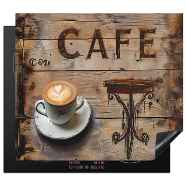 KitchenYeah© Protege Plaque Tapis Pour Induction 60x52 cm Kitchen Decoration Cuisine Protection Vitrocéramique Pour Cuisiniere Café - Bois - Café - Etagères - 60x52 cm