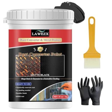 LAWEZX Convertisseur de Rouille et Apprêt 1L, Peinture Anti Rouille 3 en 1 Noir pour Métal - Décapant & Convertisseur de Rouille et Revêtement Antirouille Durable, Traitement Antirouille pour Voitures