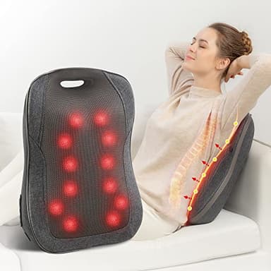 Comfier Masseur de Dos Shiatsu avec Chaleur - Coussin de Massage portable, Meilleurs cadeaux pour femmes/hommes, Coussin réglable de chaise de massage de pétrissage (L'emballage peut varier)