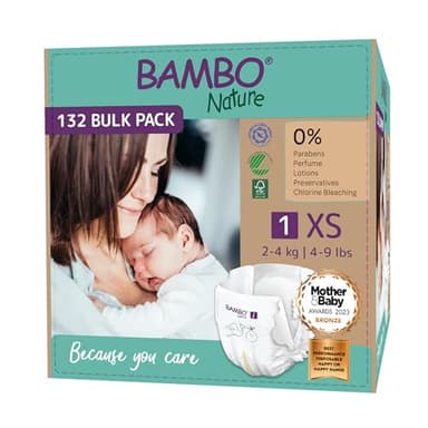 Bambo Nature Couches écologiques de qualité supérieure, couches écologiques pour nouveau-né, protection améliorée contre les fuites, couches sûres et confortables pour bébé, essentiels pour