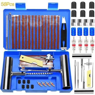 ZLPBAO Kit Reparation Pneu Voiture, 58pcs Kits Meche Pneu Voiture Robustes 30 Bandes de réparation, Kit Reparation Pneu pour Auto, Motos, VTT, Tracteurs