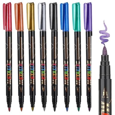 8 Stylos Tatouage Temporaire, Feutre Tatouage Kit Tatouage Ephemere Femme Marqueurs Temporaires Longue Tenue Peinture Faciale Lavable pour Garçons Filles Carnaval, Halloween, Fête D'anniversaire