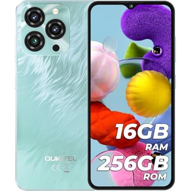 OUKITEL C3 Telephone Portable, 16(4+12) Go+256Go/TF 1To Téléphone Portable Pas Cher, 6.52" HD+ Écran Téléphone Android 14, 13MP+5MP Smartphone Débloqué, 5000 mAh/4G Dual SIM/Face ID/3.5mm/GPS/OTG