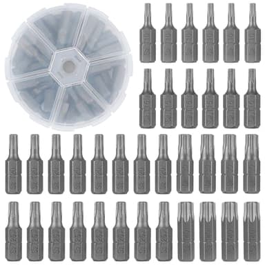 36 Pcs Torx Bit Set, T10/T15/T20/T25/T30/T40 Embouts Torx, 25mm Embouts avec 1*Boîte de Rangement pour Travail du Bois, Machines, Appareils Ménagers