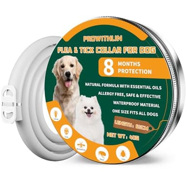 prowithlin Collier Anti Puces pour Chien - Collier Antiparasitaire Naturel, Réglable et Imperméable, Protection Jusqu'à 8 Mois - 65cm