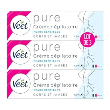 Veet Crème Dépilatoire Minima - Douceur Longue Durée Après Epilation- Peaux Sensibles - Tube 100ml (Lot de 3)
