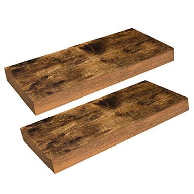 HOOBRO Étagères Murales, Lot de 2, Tablettes Flottantes, Suspendues, avec Supports Cachés, Longueur 40 cm, pour Salle de Bain, Chambre, Toilettes, Cuisine, Bureau, Salon, Marron Rustique EBF40BJ01