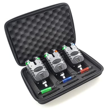 Hirisi Tackle Détecteur de touche pour la pêche à la carpe et 3 swingers dans une poche zippée, rouge, bleu, vert (rouge, bleu, vert)