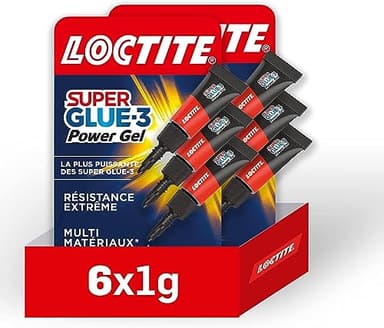 Loctite | Super Glue-3 Power Gel Mini Dose (lot de 6 tubes de 1 g) – Colle forte transparente enrichie en caoutchouc – Mini-dose de colle gel ultra-résistante à séchage immédiat