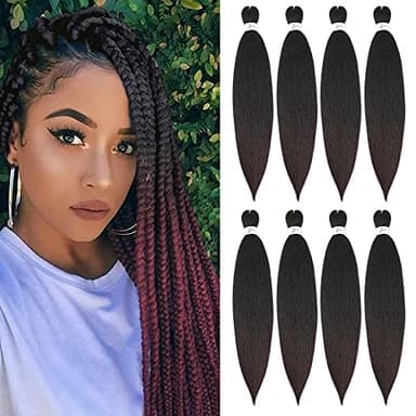 X-Tress 8 pièces Tresse Africaine Cheveux Rouge Léger 60cm Twist Hair Knotless Braids Extension de Cheveux pour Femme Long Tissage Mèche Pré étiré Bouclé Naturel (#T1B/99J)