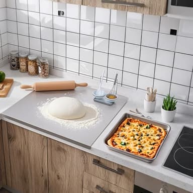 Accmuzzy Planche à Découper Inox 40x30cm, Plaque Inox Plan de Travail Cuisine, Planche a Decouper Inox, Idéale pour Cuisson, Pétrissage, Découpe et Comme Planche