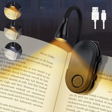 Lampe de Lecture,Lampe de Chevet LED,3 Farbtemperatur Façons & Gradation en Continu,360° Lampe Clipsable Pince Luminosité Réglable,Liseuse Lampe Pour Travail Voyage Protection des Yeux (Noir)