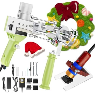 Tufting,Helangel Pistolet Tufting 2 en 1 Pistolet À Touffeter 5-40 Étapes/S Tufting Gun électrique 7-21 mm Réglable Machine à Tricoter Les Tapis pour Christmas l'Artisanat Tapis Vêtements