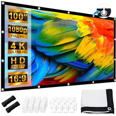 LEORFI Écran de Projection 100 Pouces, Portable Pliable Extérieur Écran, 16:9 4K Full HD Écran Vidéoprojecteur de Cinéma en Intérieur, Double Face Écran de Projection, pour Home Cinéma et Camping Fête