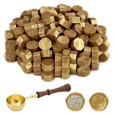 ASTARON 100 Perles de Cire à Cacheter Pour Sceau Octogonal avec Cuillère à Fondre Pour Invitations, Enveloppes, Emballages de Vin, Emballage Cadeau