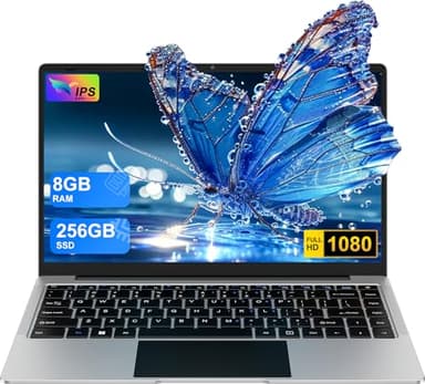 Ordinateur PC portable 14 pouces 8+256Go Win11 Celeron N4020 Support 1 To SSD Expansion 2.4G+5G WiFi Bluetooth 4.2 USB HDMI 1920 x 1080 FHD avec souris sans fil & Membrane de clavier AZERTY - Argent