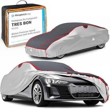 WALSER Bâche de Voiture Anti-grêle Premium Hybrid, Vainqueur du comparatif Très Bon* Housse de Protection Anti-grêle Hydrofuge, bâche Contre la grêle, Couverture de Protection Voiture Taille 2