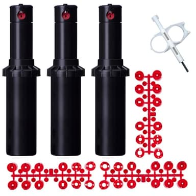 Riegopro Lot de 3 arroseurs PGP-Adj Hunter. Portée de 6,4 à 15,8 m. Comprend Un Jeu de Buses et Une clé de réglage.