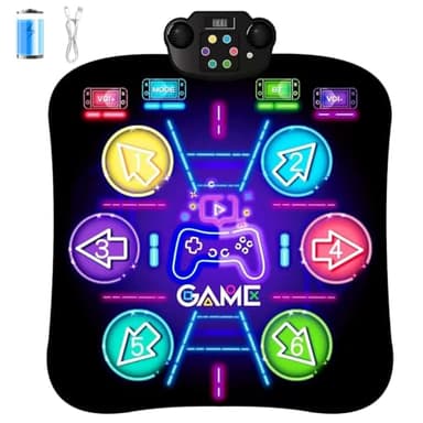 CXWLMAT Tapis de Danse pour Enfants avec Batterie Rechargeable 1200mAh, 6 Flèches Lumineux LED & Bluetooth, Tapis de Jeu Danse Musical Electronique pour Filles et Garçons, Jeu Intérieur/Extérieur
