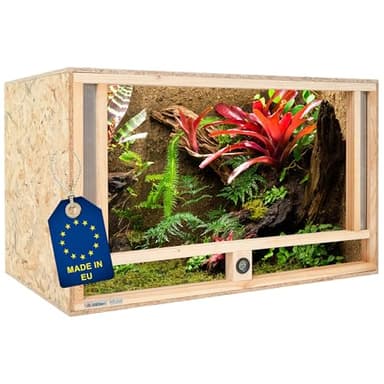 ITA Terrarium Bois 120x60x60 cm avec Ventilation Frontale & hygromètre intégré - Terrarium en Bois OSB-3 - pour Reptiles, Serpents, Amphibiens - Produit UE, certifié FSC