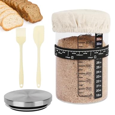 SSYR&P Ensemble de pots de fermentation de levure avec, Couvercle en acier inoxydable, pot de fermentation de 650 ml, parfait pour les amateurs de pain débutants, kit de démarrage pour la pâtisserie