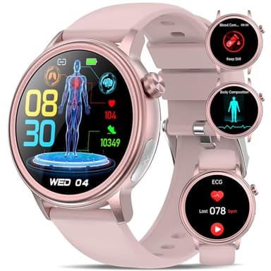YYKY Montre Connectée Femme avec ECG/Pressιon Artérιelle/Acιde Urιque/Lιpιdes/BMI,1.39" Smartwatch HRV/24H Fréqυence Cardιaqυe/SPΟ2/Sοmmeil Montre Santé, Bouton SOS, Podomètre Montre de Fitness