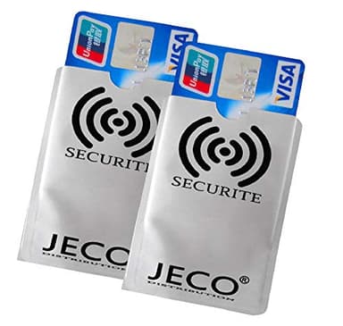 JeCo - Lot de 2 Protèges Carte Anti-RFID/PAIEMENT sans Contact étui Carte Bleue, Carte bancaire visa Master Card.