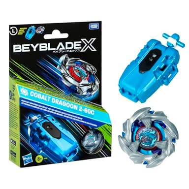 Beyblade X Pack Cobalt Dragoon 2-60C avec Lanceur à Corde Deluxe à Rotation Gauche