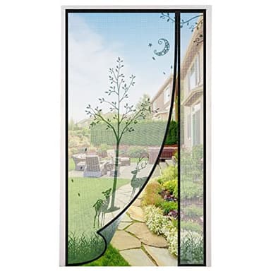 Moustiquaire Porte Fenetre 120 x 220 cm, Moustiquaire Porte Fenetre Magnetique Respirante Aucun perçage nécessaire, fermeture automatique,Convient pour porte d'entrée, porte arrière,Blanc