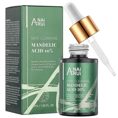 ANAiRUi Sérum à 2% d'Acide Salicylique et à 10% d'Acide Mandélique pour les Peelings Exfoliants pour le Visage, pour les Boutons, les Points Noirs, les Pores Dilatés - 30 ml