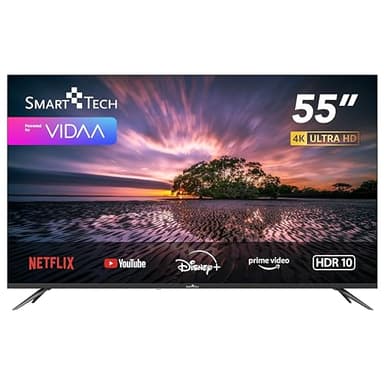 Smart Tech TV LED 4K UHD 55' (139 cm) Smart TV VIDAA - Molotov, Netflix, Prime Video, Canal+, Disney+... - 3xHDMI - 2xUSB - PVR - Mode Hotel