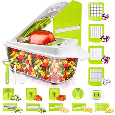 Mandoline Multifonctions 23pcs Mandoline de Cuisine des Decoupe Legumes Manuel Cube Coupe Tomates, Pomme De Terre, Carotte, Oignons