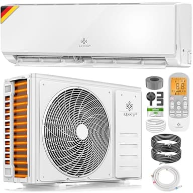 KESSER® Climatisation SET réversible - Climatiseur avec fonction WiFi/Application - Refroidissement A++/ Chauffage A+, Fluide réfrigérant R32 - Écran LCD, Split 12000 BTU/h / 3400 Watt