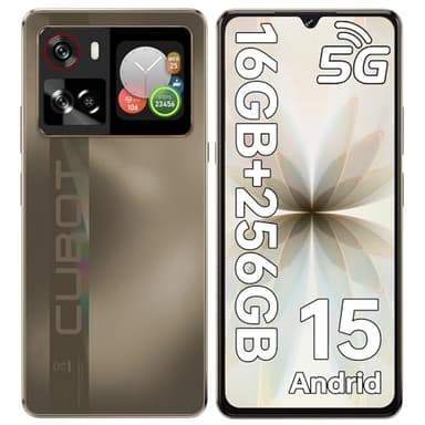 CUBOT X100 Smartphone 5G Android 15, 6.88'' 120Hz, 16GO+256GO Telephone Portable MTK 7025, 64MP+16MP, 5100mAh/33W Téléphone Gaming, 1.72" Écran Arrière, 5G Dual SIM/NFC/Face ID/Deux Haut-parleurs