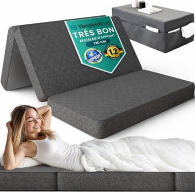 DYNMC you Matelas Pliable 2 Personnes en Mousse – 14 cm d’épaisseur – Idéal Camping, Maison, lit d’appoint ou Voyage (Gris, Matelas Double (120 cm) + Housse)